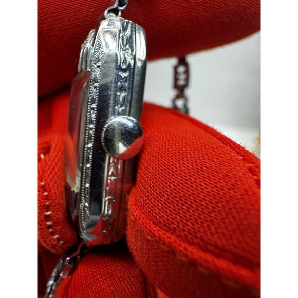 Antique 1930s Bruner Masterbilt Art Deco Swiss Ladies Watch Silver Tone Runs - Picture 8 of 11